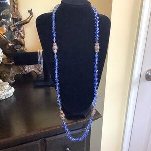 Heidi Daus Museum Masterpiece Long Crystal Beaded Necklace Blue Multi